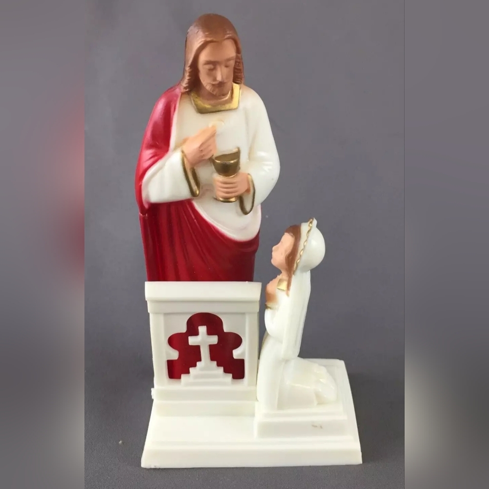 Vintage Hartland Plastics Molded Plastic 1st Communion Figurine Jesus w/Girl #22